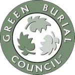 Green Burial Council logo: Green circle with white text, leaves forming a recycling symbol.