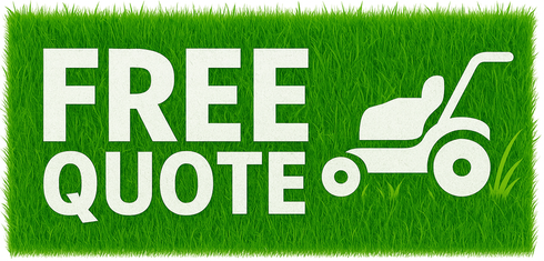 Free Quote sign on green grass with white mower image