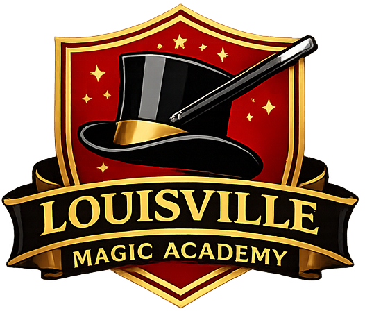 Rabbit in hat and words louisville magic academy
