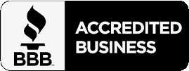 BBB Accredited Business logo with torch icon.
