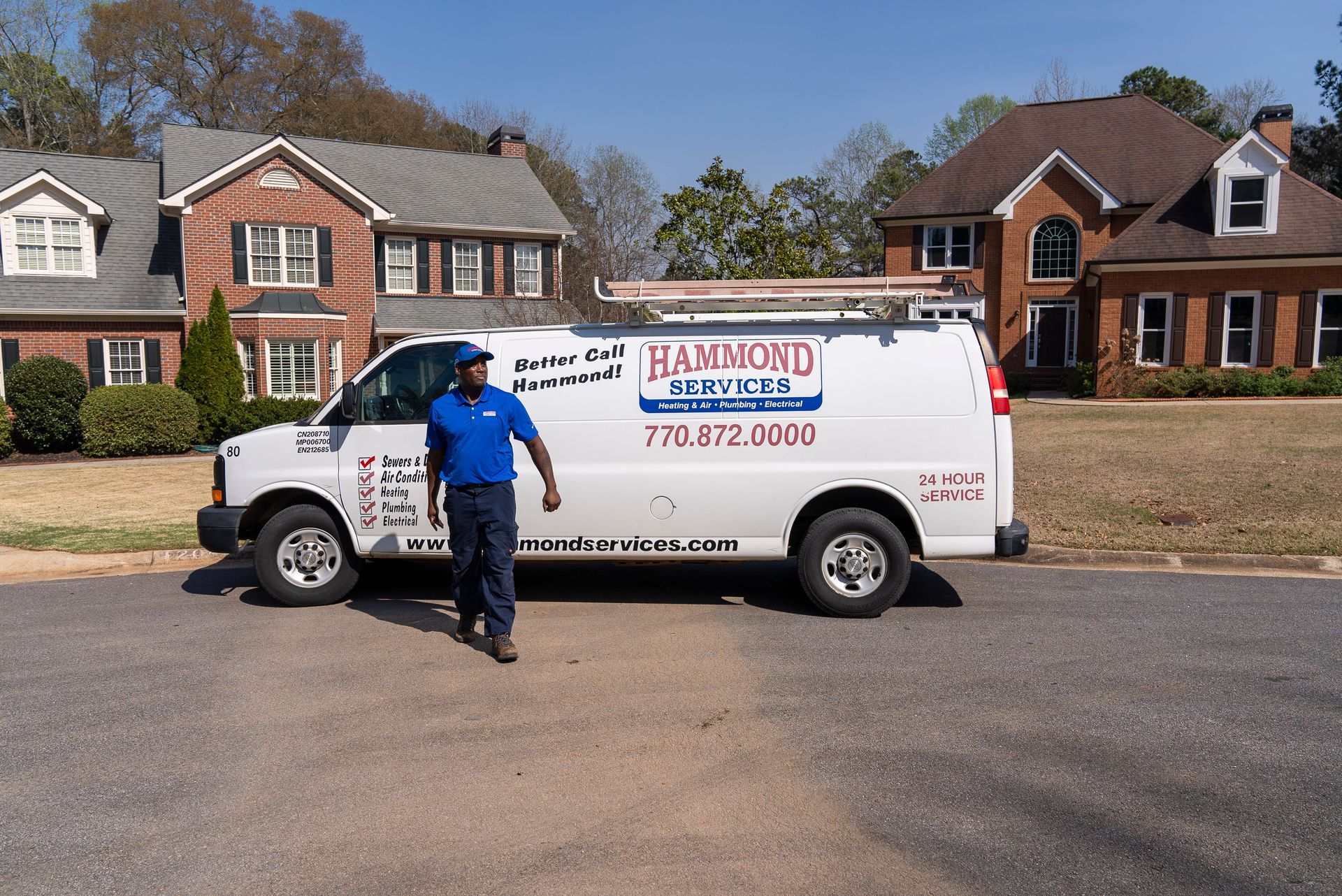Hammond Services technician at a home