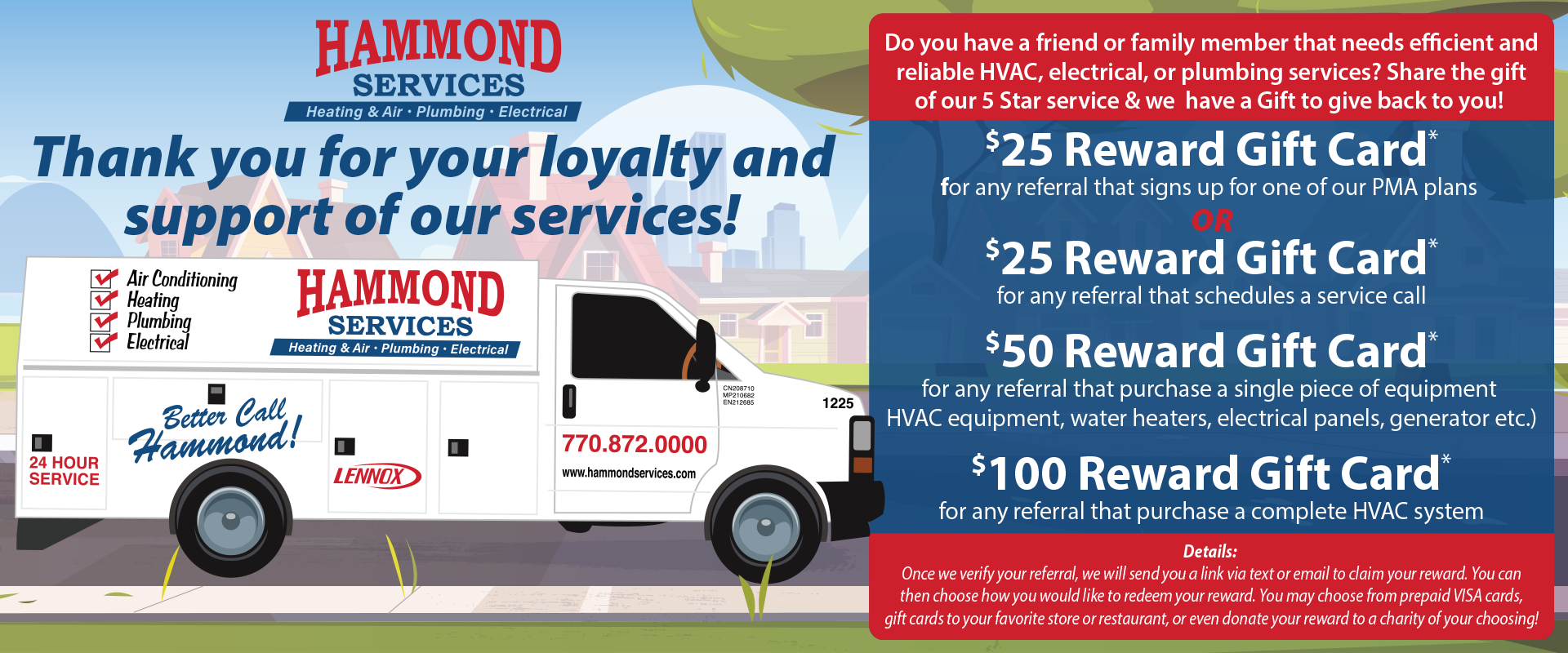 Hammond Referral Program Graphic - Call for details!