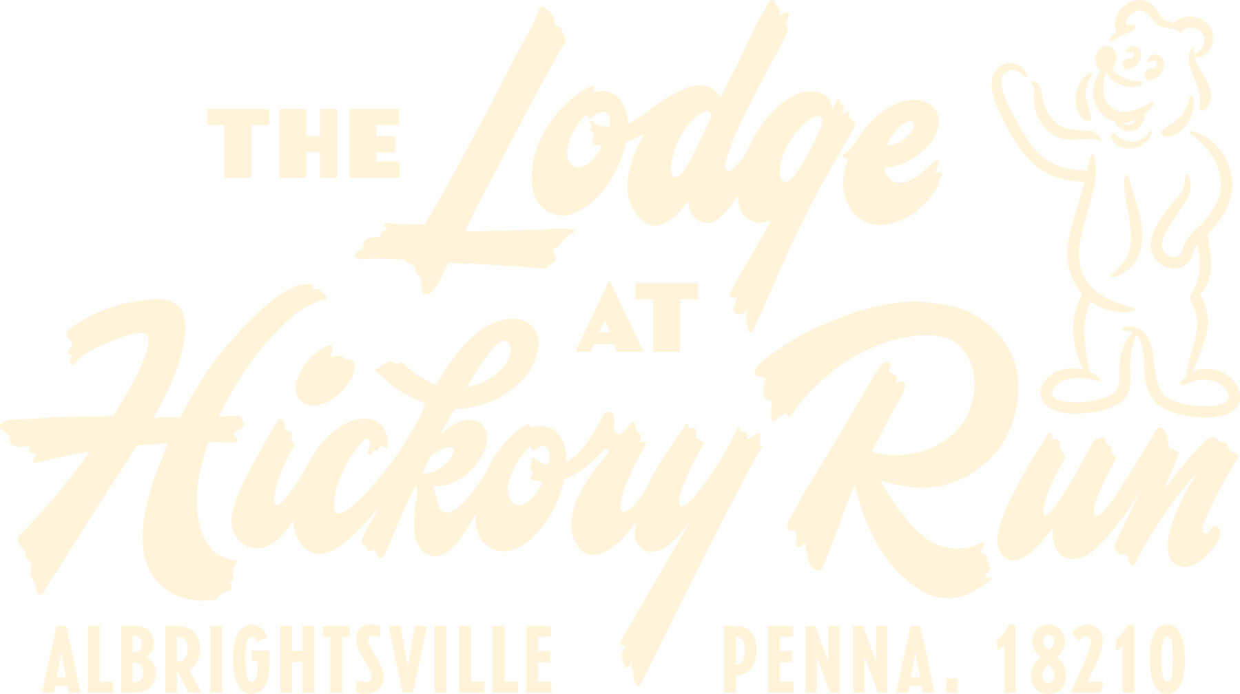 Faded beige logo reading “The Lodge at Hickory Run,” with “Albrightsville, Penna. 1820” below.