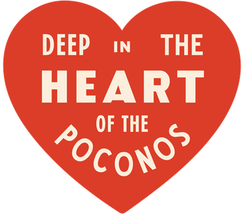 Red heart logo with white text reading “Deep in the Heart of the Pocono’s.”