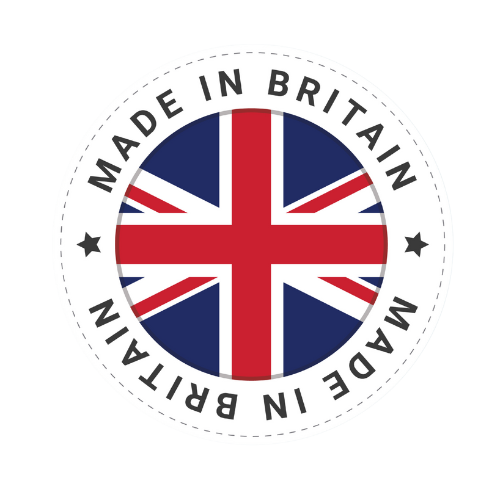 Round sticker with Union Jack flag and 