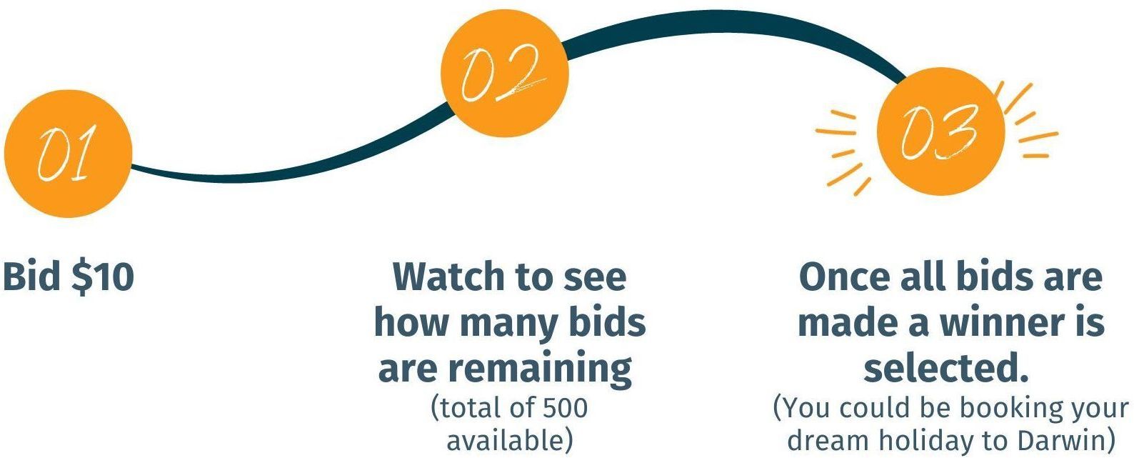 A diagram showing how many bids are remaining and once all bids are made a winner is selected