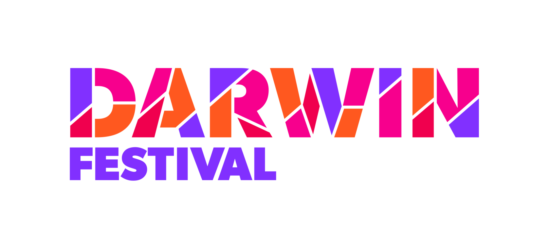 A colorful logo for darwin festival on a white background.