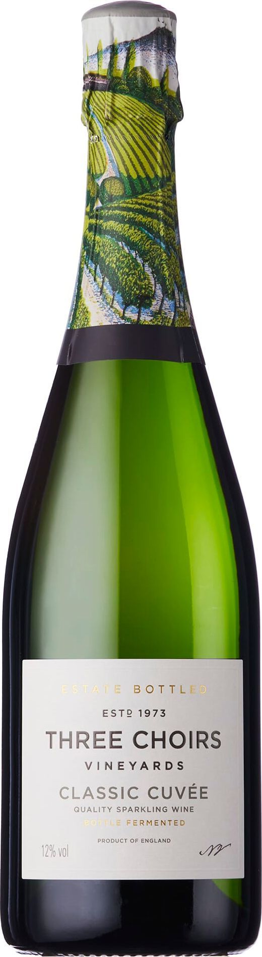 a bottle of three choirs classic cuvee champagne