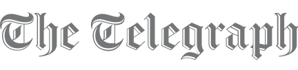 the logo for the telegraph newspaper is black and white .