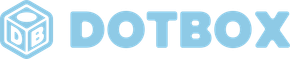 The word dotbox is written in blue letters on a white background.