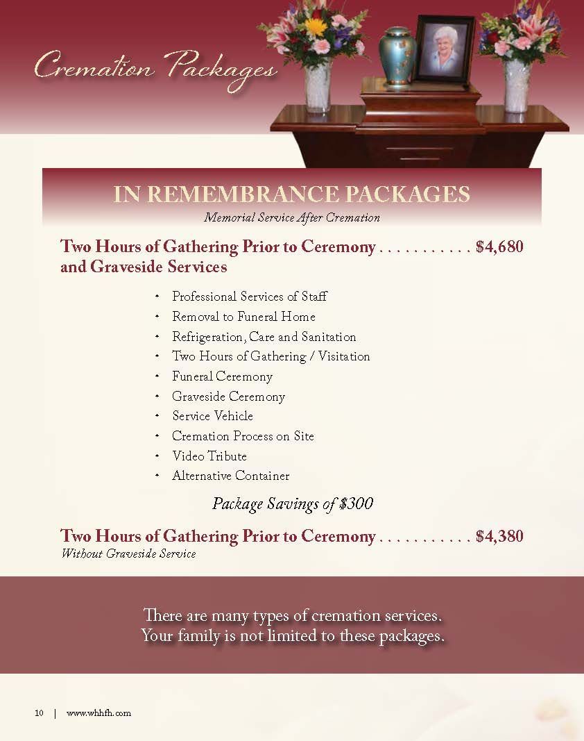 Cremation Prior to Services Packages Page 3