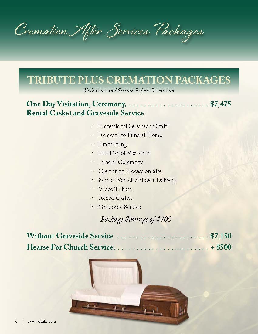 Cremation After Services Packages Page