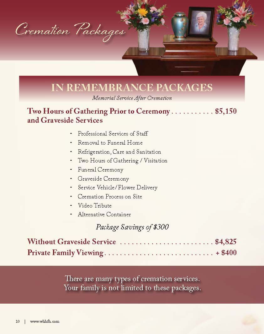 Cremation Prior to Services Packages Page 2