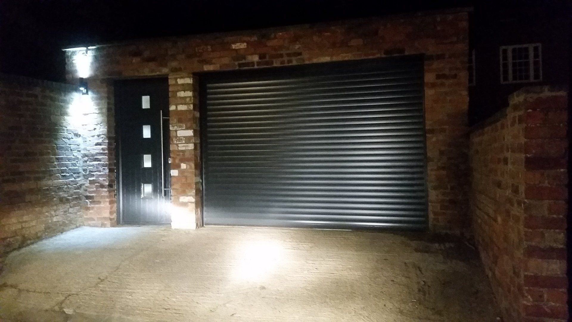 Black roller garage door