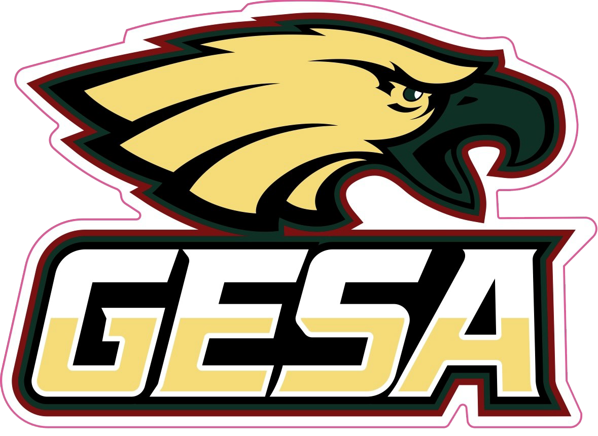 Gold and green eagle head logo above 
