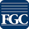 The fgc logo is a blue square with white stripes on it.