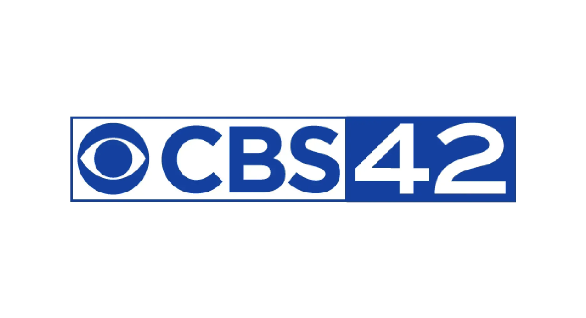 The logo for cbs 42 is blue and white on a white background.