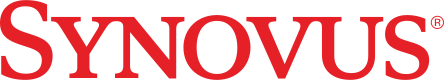 A red logo for synovus on a white background