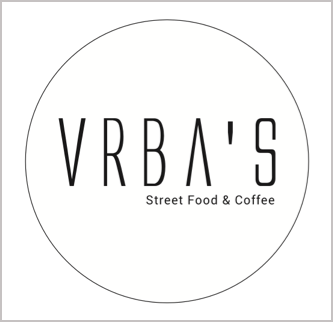 A black and white logo for vrba 's street food and coffee