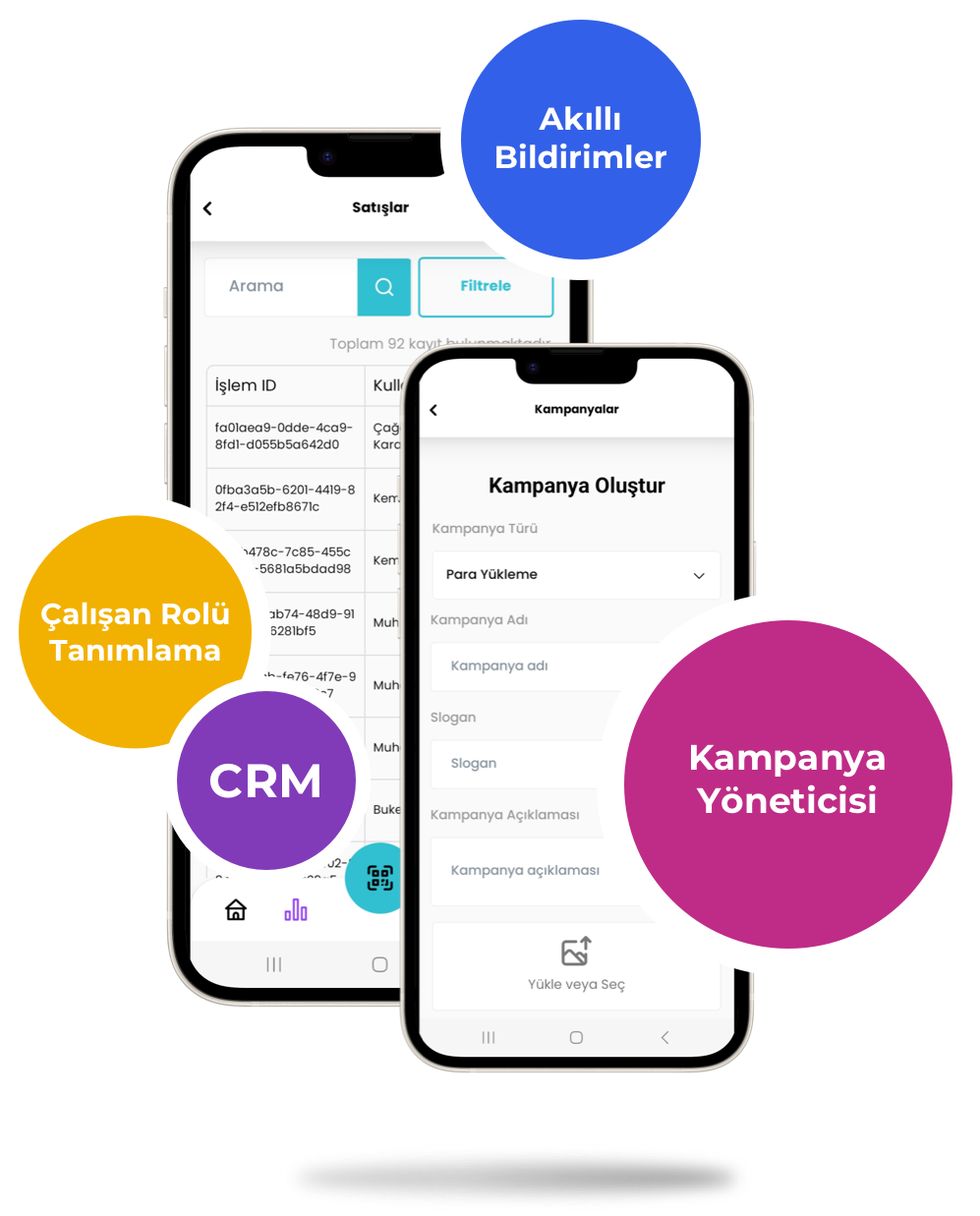A cell phone with a crm app on it
