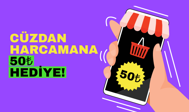 A hand is holding a cell phone with a shopping basket on the screen.