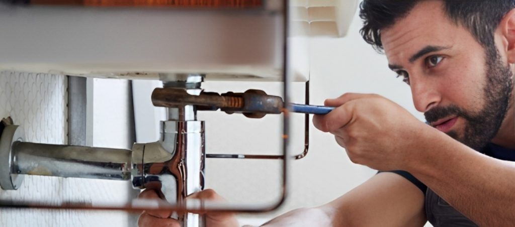 man checking sink