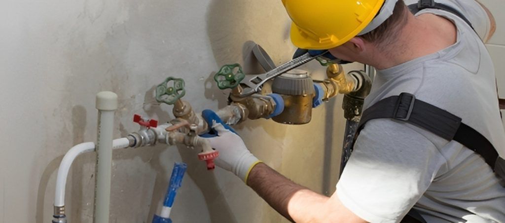 man fixing water meter