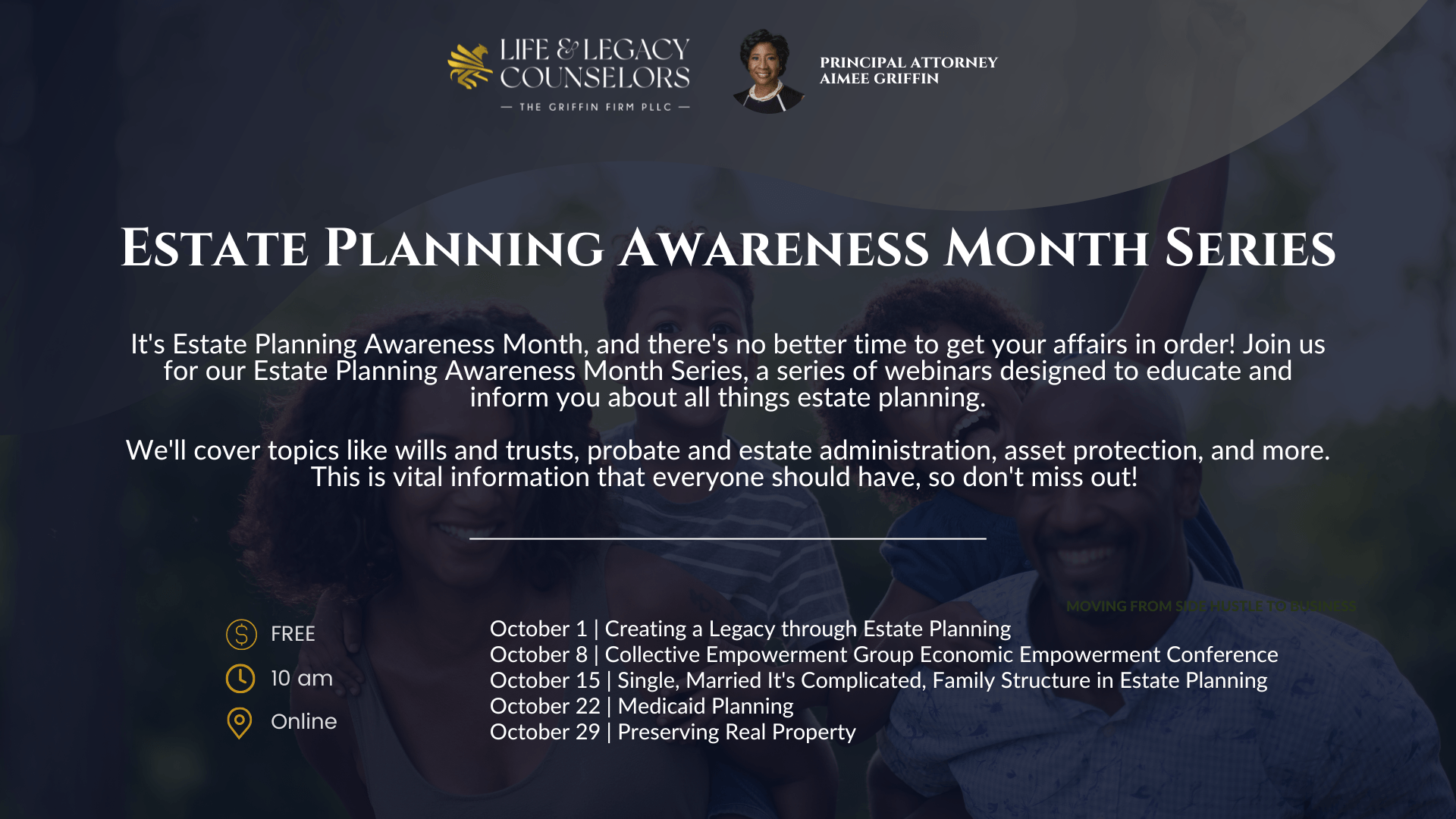 A poster for the estate planning awareness month series.