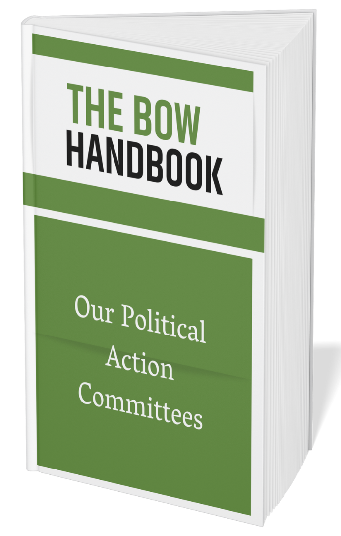 A green and white book titled the bow handbook