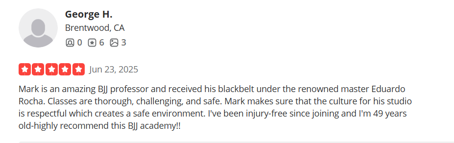 A customer review from George H. gives the product five stars. The review text highlights the product's professionalism and recommendation.