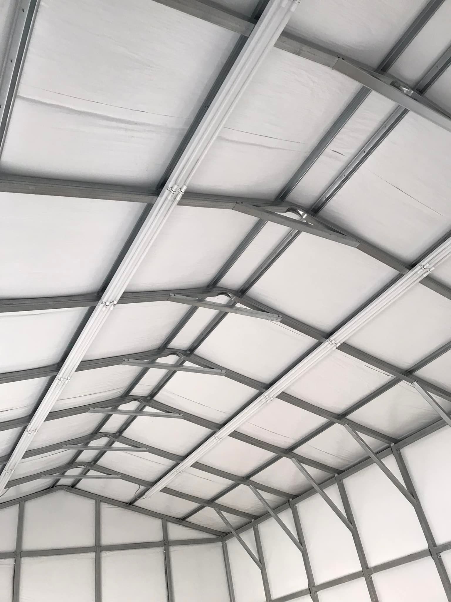 A close up of the ceiling of a building.