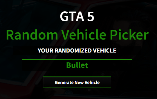 Random GTA V Vehicle Picker