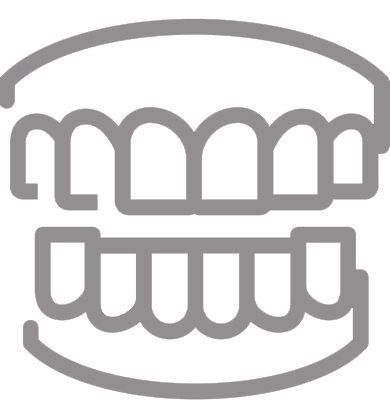 a line drawing of a set of teeth on a white background .
