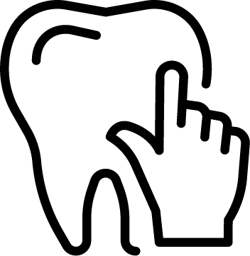 a tooth with a hand pointing at it free icon