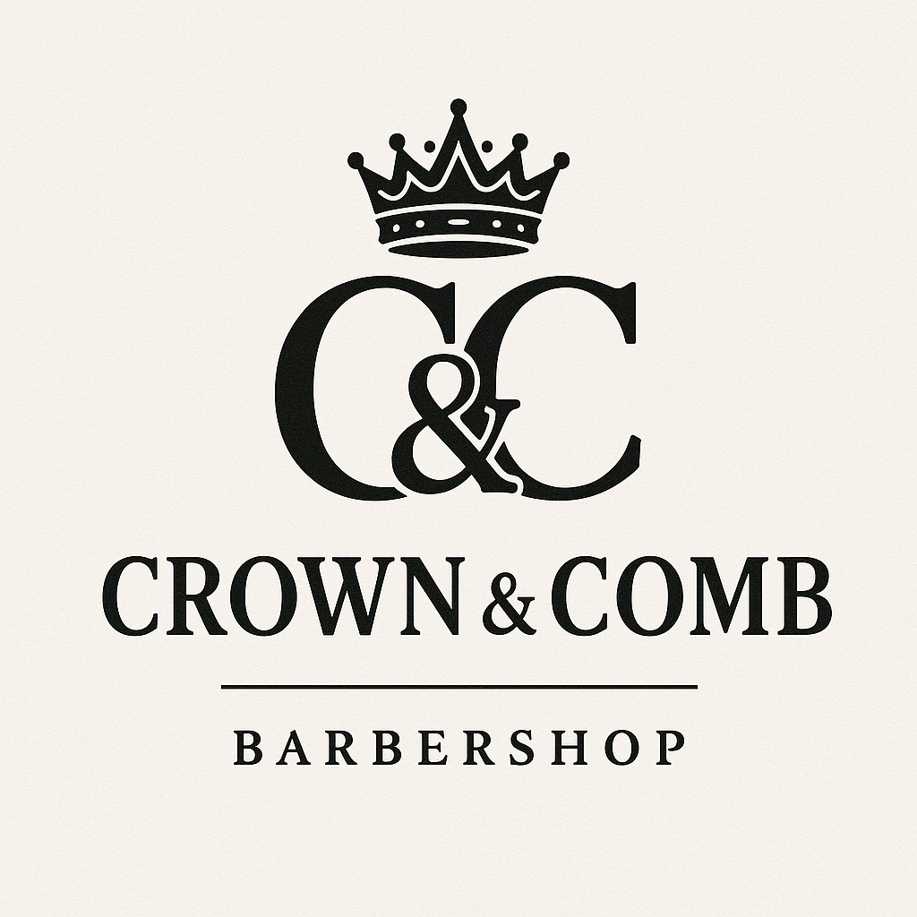 Logo for Crown & Comb Barbershop: a crown over