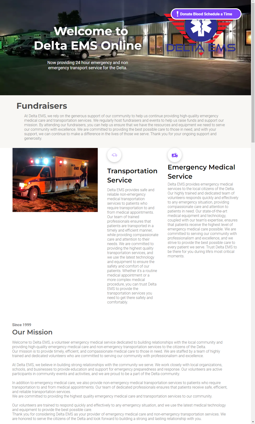 A screenshot of a website for delta ems online.