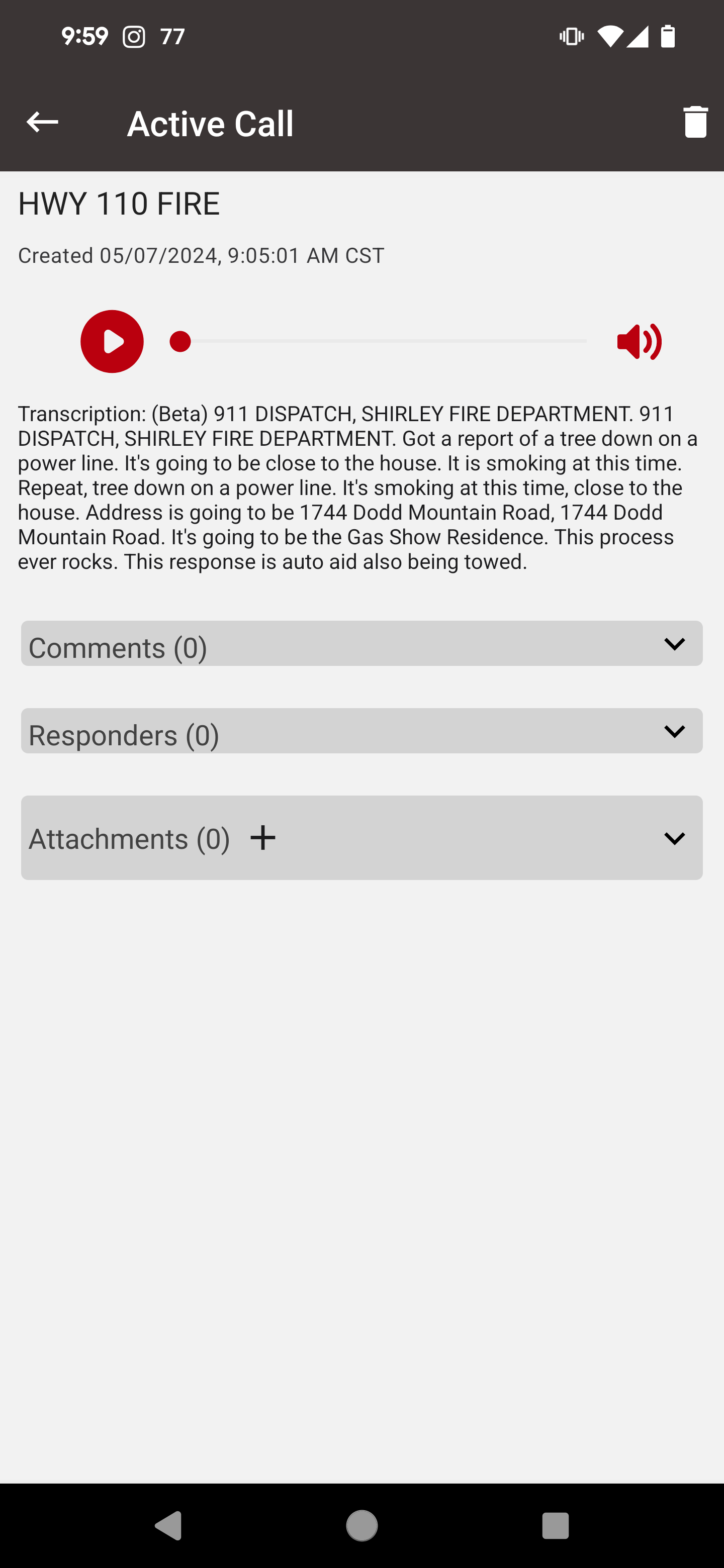 A screenshot of an active call app on a cell phone.