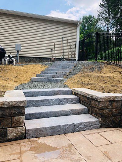 concrete steps wood steps and retaining wall project western mass