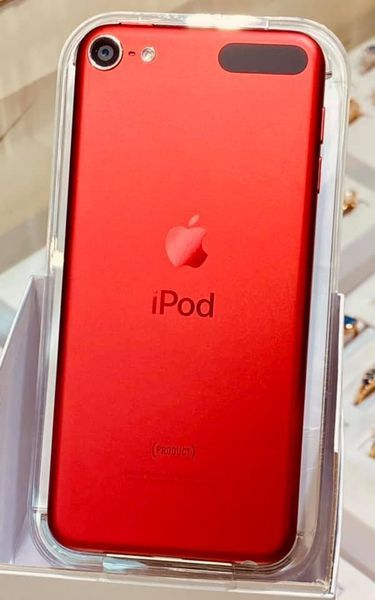 The back of a red ipod in a clear case