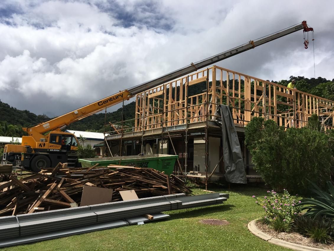 A Large Crane Is Being Used To Build A House — Sven Margraf Constructions Pty Ltd In Atherton QLD