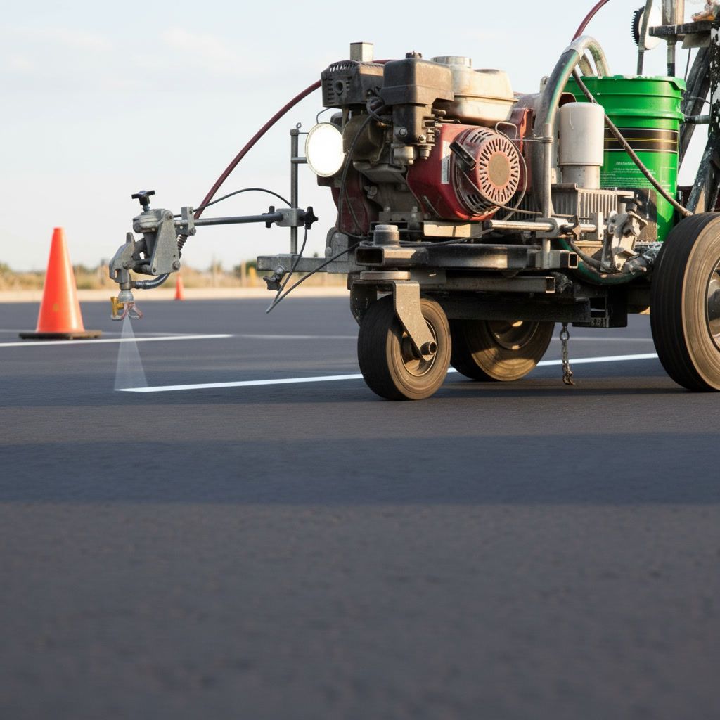 Parking Lot Striping Machine Laying down lines on concrete in Scottsdale