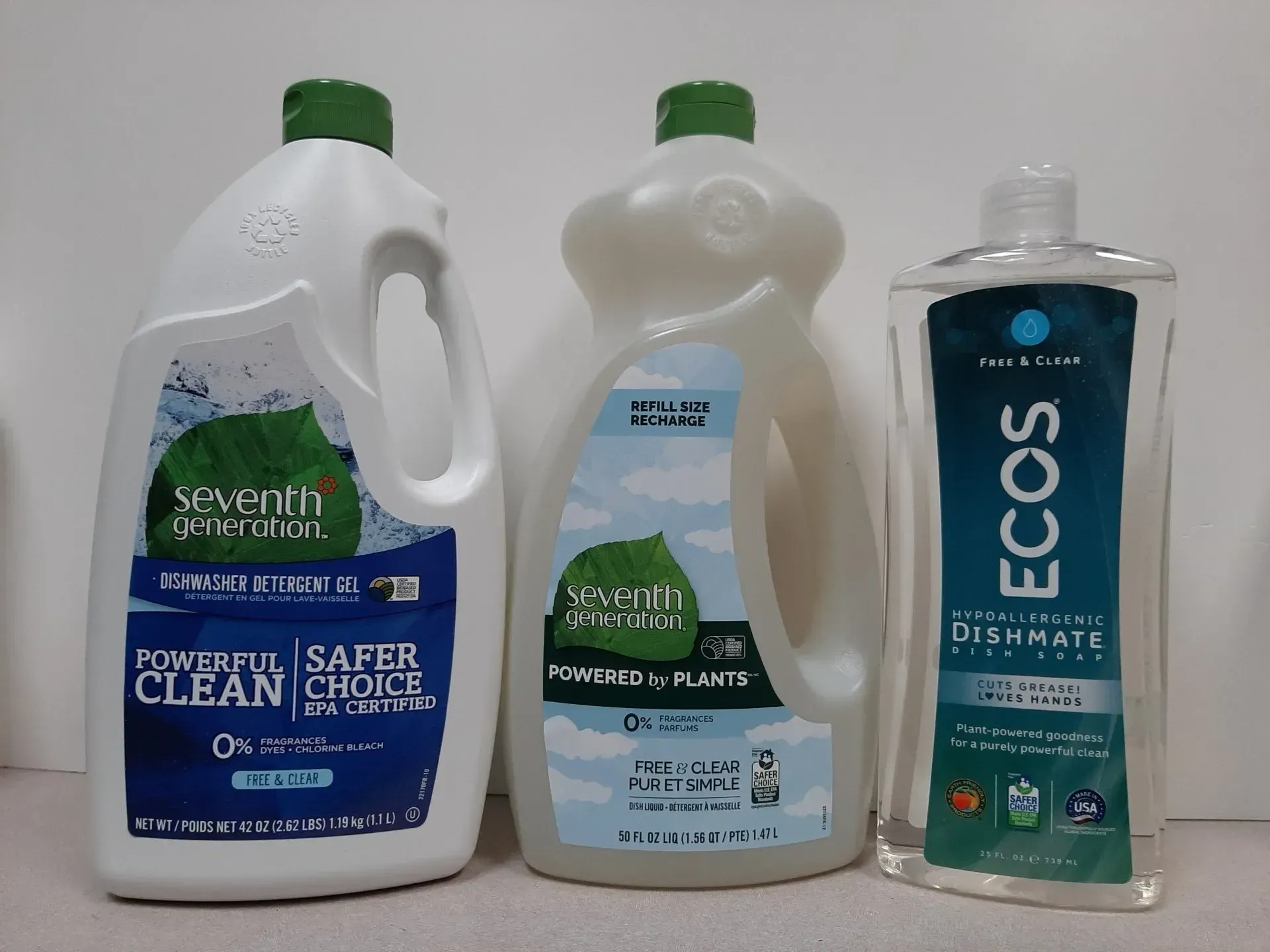 Natural household cleaning spray bottle on white background