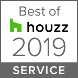 Best of Houzz 2019 Service award badge. Features Houzz logo and the year 2019.