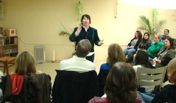 Psychic medium Dawn Carr, C.Ht. speaks during a Psychic medium Dawn Carr, C.Ht. speaks during a