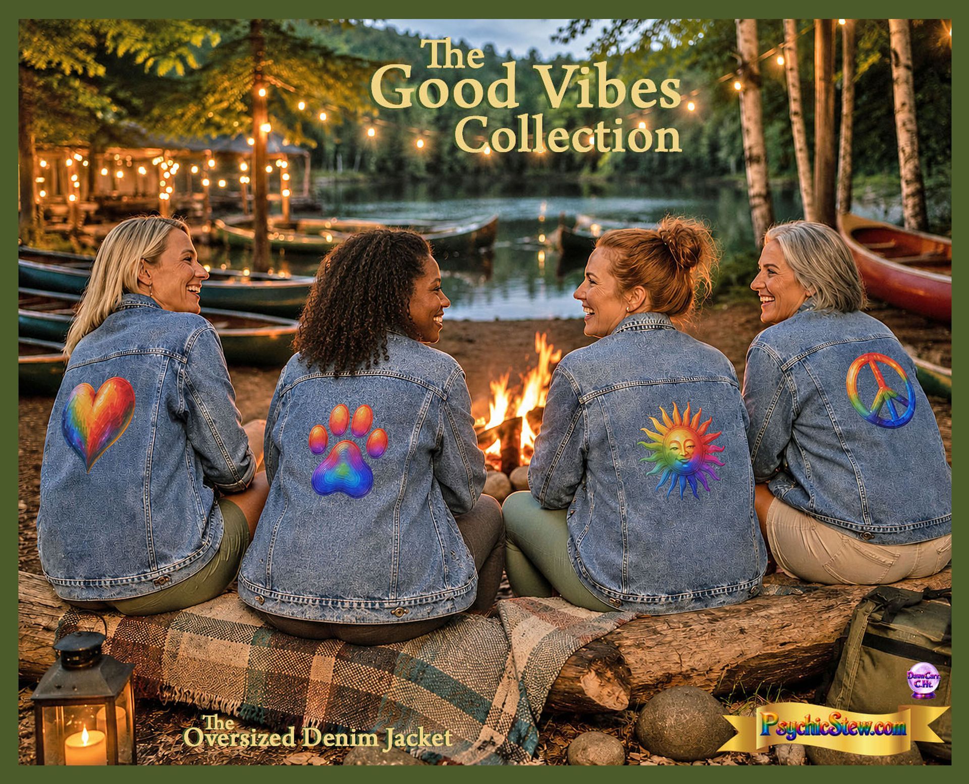 The Oversized Denim Jacket from The Good Vibes Collection by Dawn Carr, C.Ht. for Psychic Stew. The Oversized Denim Jacket from The Good Vibes Collection by Dawn Carr, C.Ht. for Psychic Stew.