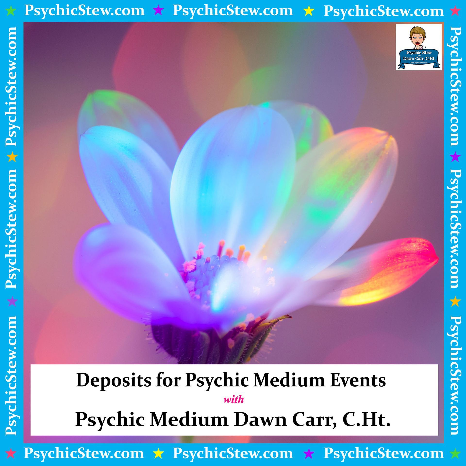 Deposits for Psychic Medium Parties and Events with Dawn Carr, C.Ht. Deposits for Psychic Medium Parties and Events with Dawn Carr, C.Ht.