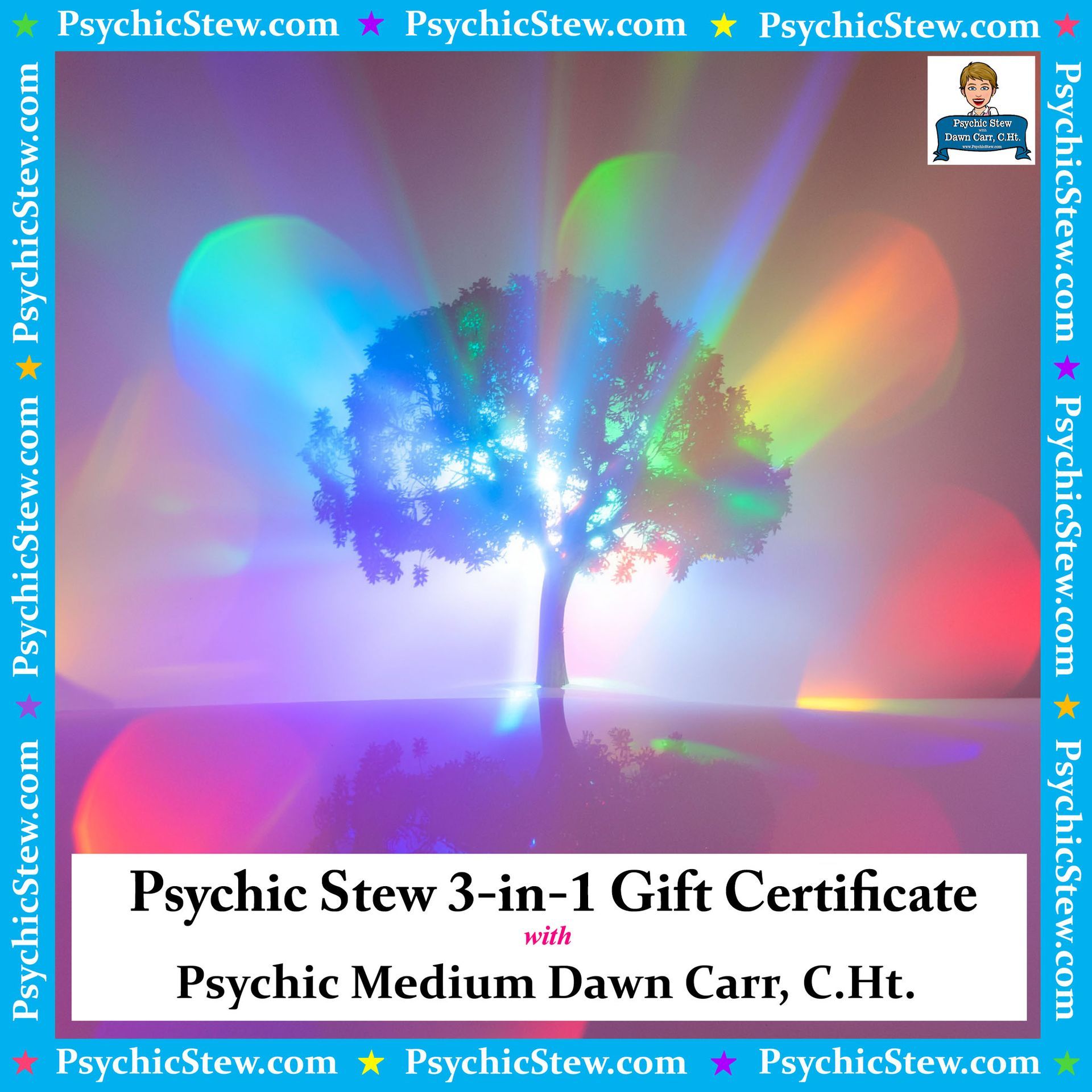 Psychic Stew 3-in-1 Gift Certificate with Dawn Carr, C.Ht. Psychic Stew 3-in-1 Gift Certificate with Dawn Carr, C.Ht.