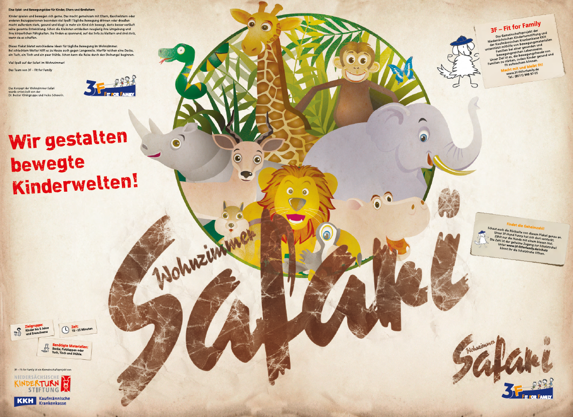 Titelbild Wohnzimmer-Safari-Plakat