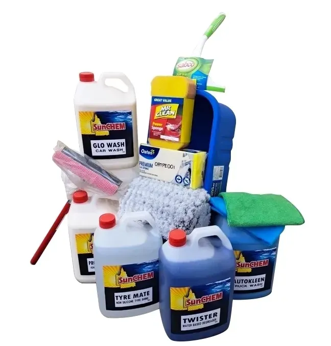 A Close Up Of A Car Hood With Sponges And Gloves — Sunchem Quality Cleaning Products In Gympie, QLD