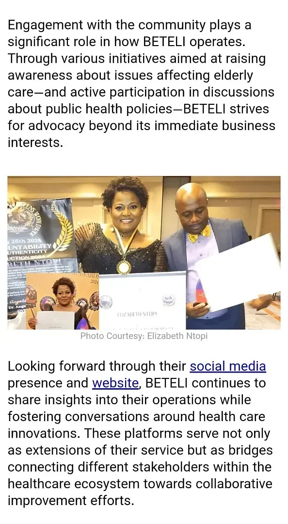 Two people holding award, BETELI. Social media promotes healthcare innovations.